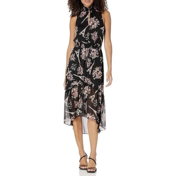 Karl Lagerfeld Women’s Sleeveless Keyhole Paris Eiffel Tower Dress Black Size 6 - Picture 1 of 11